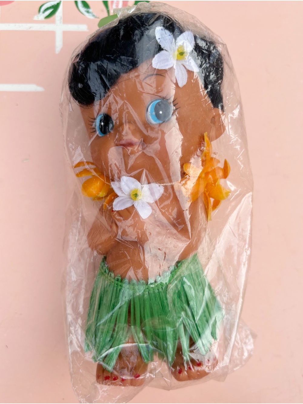 Vintage Hawaiian Hula Girl Doll with Grass Skirt and Lei (Sealed in Bag)